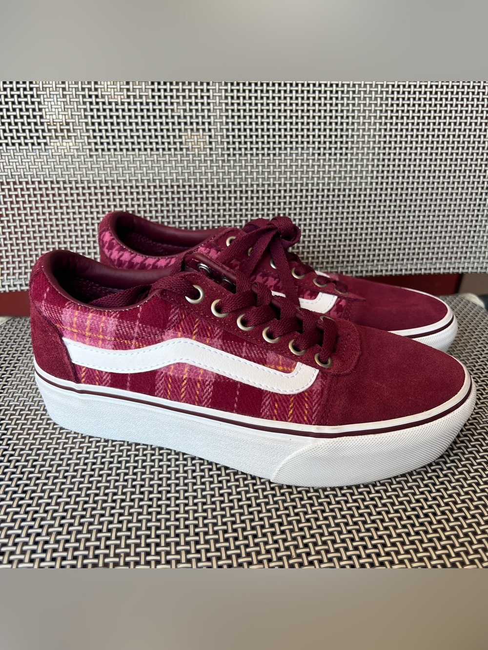 Vans Ward Platform Plaid Mix Port Houndstooth Sneakers women's 6